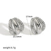 Wholesale Classic Geometric Stainless Steel Women's Earrings With Diamonds Vacuum Real Gold Plated In Pvd Furnace Croissantshaped