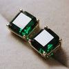 Wholesale Classic Imitation Green Crystal Fourclaw Zircon Earrings Copper Geometric Style For Women