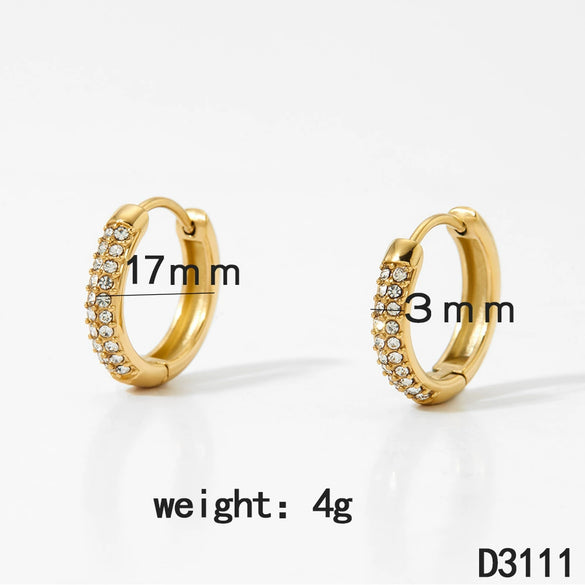 Wholesale Classic Retro Geometric Micro Diamond Stainless Steel Electroplated Earrings For Women