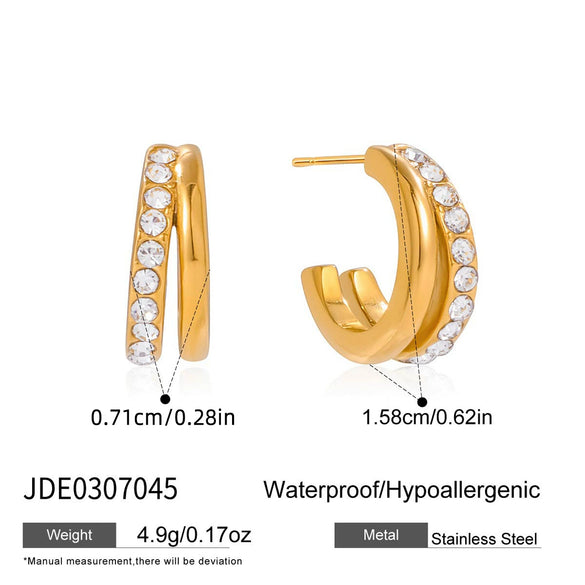 Wholesale Classic Style Highend Geometric Zircon Stainless Steel Electroplated Earrings For Women