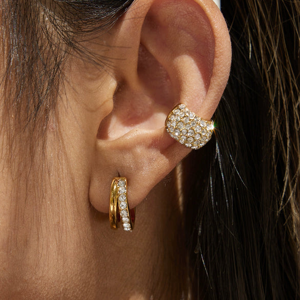 Wholesale Classic Style Highend Geometric Zircon Stainless Steel Electroplated Earrings For Women