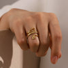 Wholesale Classic Texture Snake Design Hollow Adjustable Ring For Women 18K Gold Plated Stainless Steel With Geometric Pattern And Electroplating
