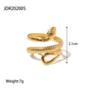 Wholesale Classic Texture Snake Design Hollow Adjustable Ring For Women 18K Gold Plated Stainless Steel With Geometric Pattern And Electroplating