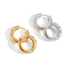 Wholesale Classic Versatile Inlaid Zircon C Shaped Titanium Steel Earrings With Pvd Vacuum Real Gold Electroplating
