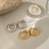 Wholesale Classic Versatile Inlaid Zircon C Shaped Titanium Steel Earrings With Pvd Vacuum Real Gold Electroplating