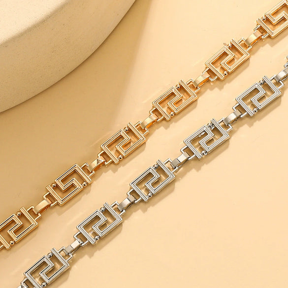 Wholesale Clavicle Chain Alloy Geometric Three Dimensional Pattern Electroplated Unisex Hip Hop Cold Style