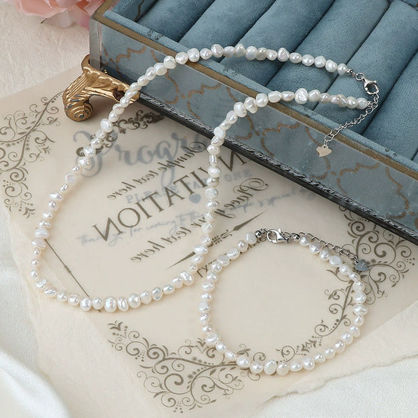 Wholesale Clavicle Chain Baroque Style Natural Freshwater Pearl 14K Gold S925 Sterling Silver Buckle Alien Shape
