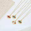 Wholesale Clavicle Chain Copper Mixed Gemstone Setting Electroplating Geometric Style Oval Design