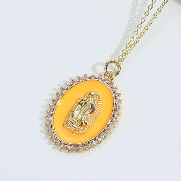 Wholesale Clavicle Chain Copper Mixed Gemstone Setting Electroplating Geometric Style Oval Design