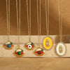 Wholesale Clavicle Chain Copper Mixed Gemstone Setting Electroplating Geometric Style Oval Design