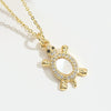 Wholesale Clavicle Chain Copper Mixed Gemstone Setting Sweet Retro Cherry Shape Electroplating Design For Women