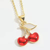 Wholesale Clavicle Chain Copper Mixed Gemstone Setting Sweet Retro Cherry Shape Electroplating Design For Women
