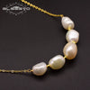 Wholesale Clavicle Chain Fashionable Freshwater Pearl Necklace With Geometric Design And Electroplating