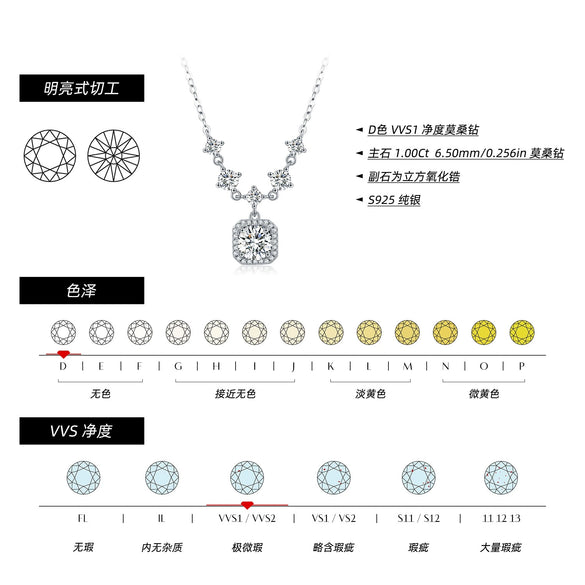 Wholesale Clavicle Chain For Women Old Money Style Geometric 925 Sterling Silver Mosan Diamond