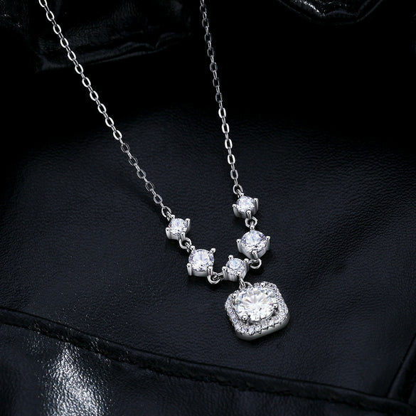 Wholesale Clavicle Chain For Women Old Money Style Geometric 925 Sterling Silver Mosan Diamond