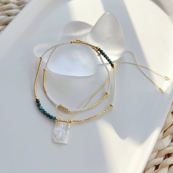Wholesale Clavicle Chain Glass Glaze Organic Glass Geometric Handwoven Style For Women