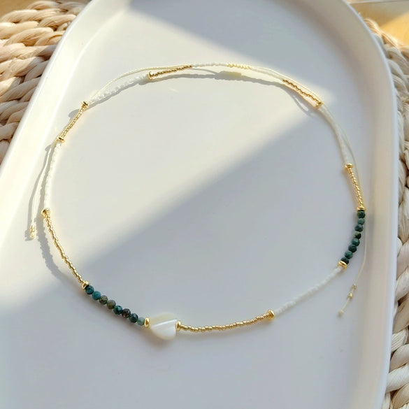 Wholesale Clavicle Chain Glass Glaze Organic Glass Geometric Handwoven Style For Women