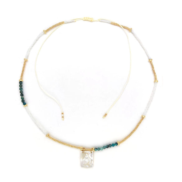 Wholesale Clavicle Chain Glass Glaze Organic Glass Geometric Handwoven Style For Women