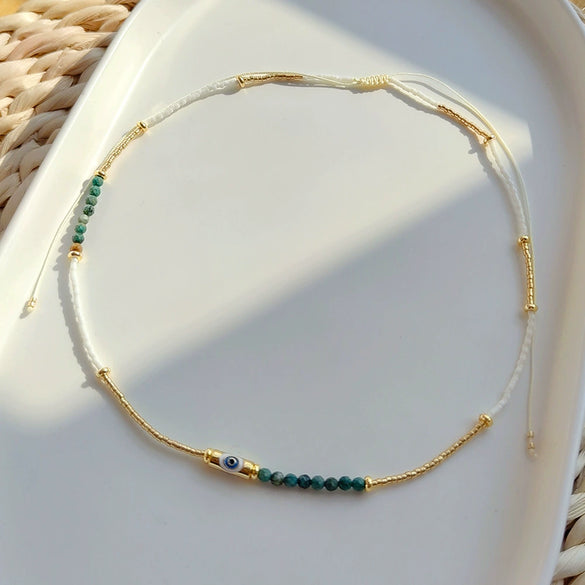 Wholesale Clavicle Chain Glass Glaze Organic Glass Geometric Handwoven Style For Women
