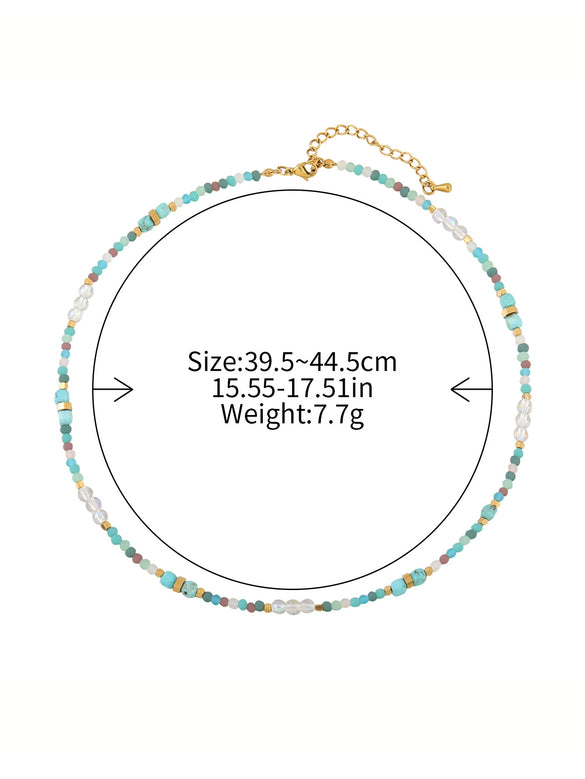 Wholesale Clavicle Chain Handmade Crystal And Natural Stone Geometric Style Necklace For Women