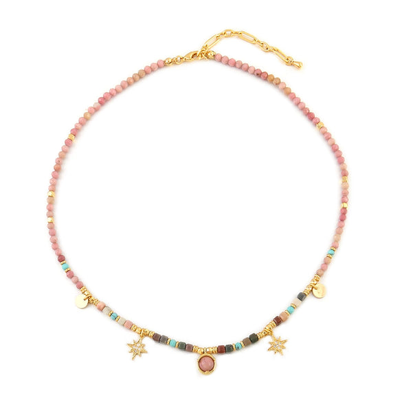 Wholesale Clavicle Chain Handmade Crystal And Natural Stone Geometric Style Necklace For Women
