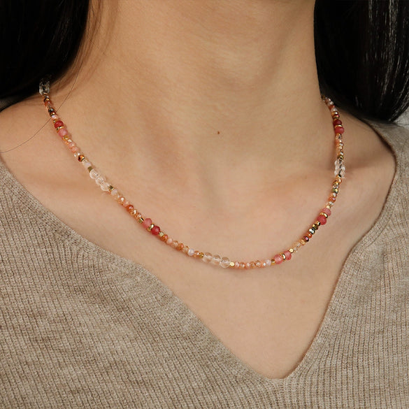 Wholesale Clavicle Chain Handmade Crystal And Natural Stone Geometric Style Necklace For Women
