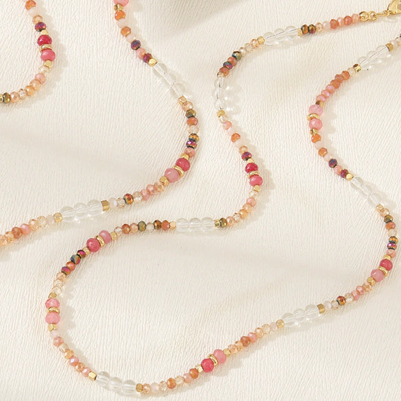 Wholesale Clavicle Chain Handmade Crystal And Natural Stone Geometric Style Necklace For Women