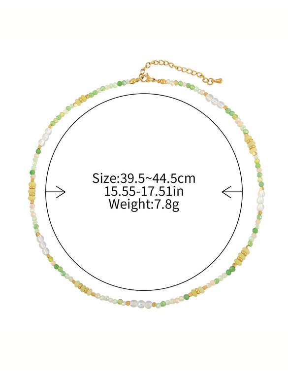 Wholesale Clavicle Chain Handmade Crystal And Natural Stone Geometric Style Necklace For Women
