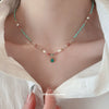 Wholesale Clavicle Chain Handmade Vintage Titanium Steel Freshwater Pearl Turquoise Geometric Beaded Necklace For Women