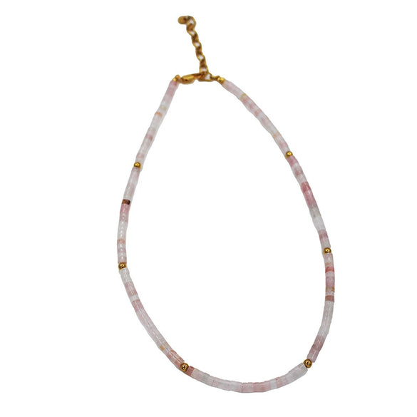 Wholesale Clavicle Chain Handmade With Semiprecious Natural Colored Stones Geometric Style Titanium Steel Pendant Electroplated
