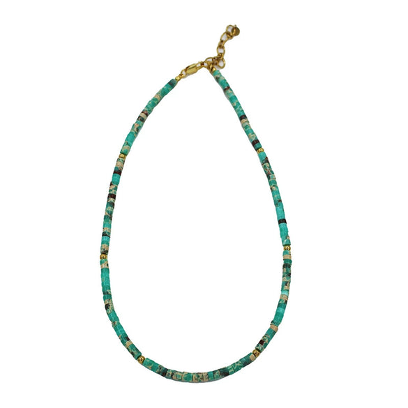 Wholesale Clavicle Chain Handmade With Semiprecious Natural Colored Stones Geometric Style Titanium Steel Pendant Electroplated