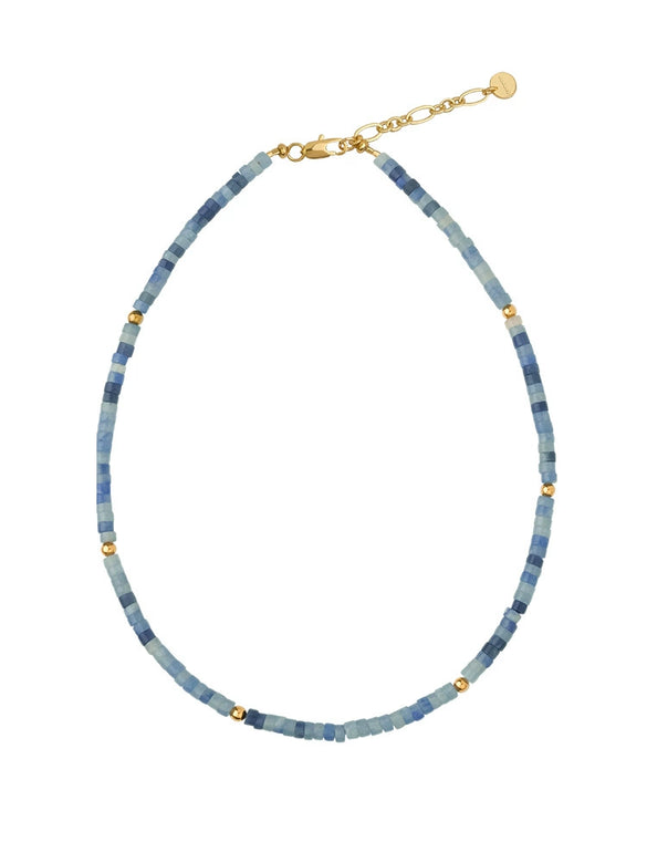 Wholesale Clavicle Chain Handmade With Semiprecious Natural Colored Stones Geometric Style Titanium Steel Pendant Electroplated