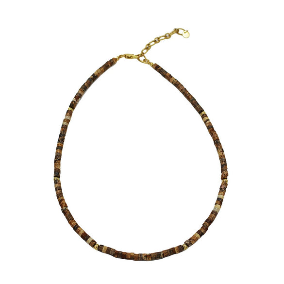 Wholesale Clavicle Chain Handmade With Semiprecious Natural Colored Stones Geometric Style Titanium Steel Pendant Electroplated