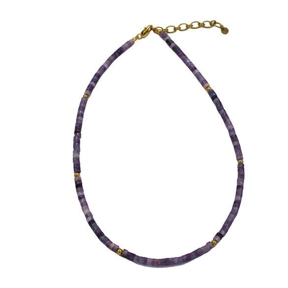 Wholesale Clavicle Chain Handmade With Semiprecious Natural Colored Stones Geometric Style Titanium Steel Pendant Electroplated