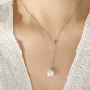 Wholesale Clavicle Chain Imitation Pearl Tassel Pendant Zircon Inlaid Titanium Steel Geometric Style Electroplated