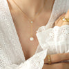 Wholesale Clavicle Chain Imitation Pearl Tassel Pendant Zircon Inlaid Titanium Steel Geometric Style Electroplated