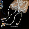Wholesale Clavicle Chain Multilayer Tassel Necklace Alloy Imitation Pearl Water Drop Shape Handmade French Retro Style For Women