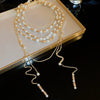 Wholesale Clavicle Chain Multilayer Tassel Necklace Alloy Imitation Pearl Water Drop Shape Handmade French Retro Style For Women