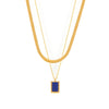 Wholesale Clavicle Chain Natural Blue Lapis Lazuli Geometric Square 316L Stainless Steel 18K Gold Plated Necklace For Women