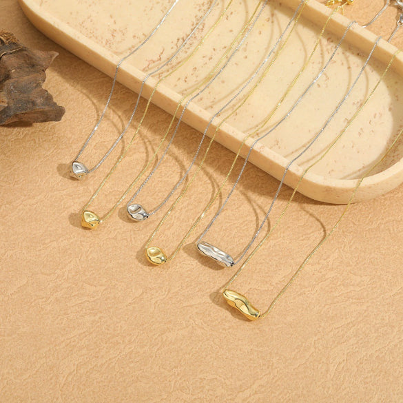 Wholesale Clavicle Chain Necklace Copper Plated 14K Gold Geometric Shape For Women Simple Glossy Polished