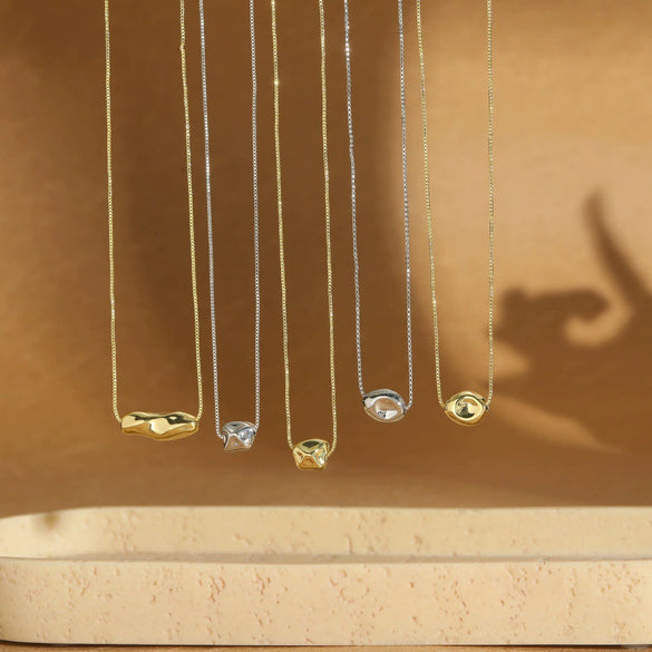 Wholesale Clavicle Chain Necklace Copper Plated 14K Gold Geometric Shape For Women Simple Glossy Polished