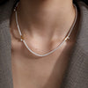 Wholesale Clavicle Chain Necklace 316L Stainless Steel Imitation Pearl Retro Simple Zircon Electroplated For Women