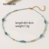 Wholesale Clavicle Chain Necklace With Blue Natural Stone Beads Geometric Style Electroplated For Women