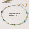 Wholesale Clavicle Chain Necklace With Blue Natural Stone Beads Geometric Style Electroplated For Women
