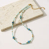 Wholesale Clavicle Chain Necklace With Blue Natural Stone Beads Geometric Style Electroplated For Women