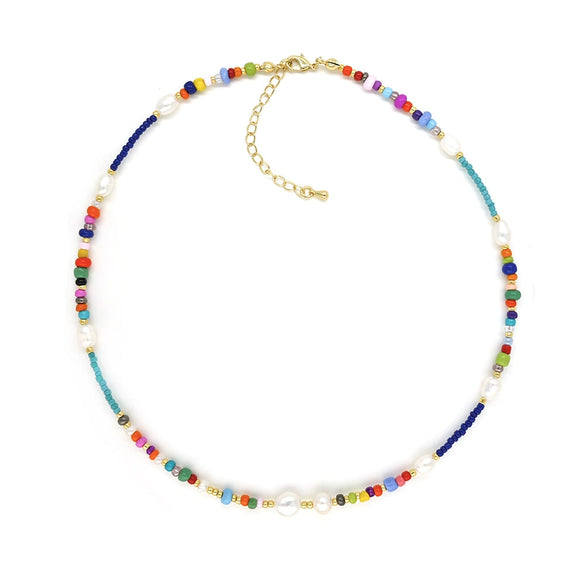 Wholesale Clavicle Chain Organic Glass Geometric Beaded Hand Knitted For Women