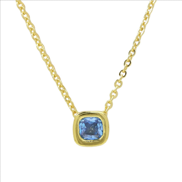 Wholesale Clavicle Chain Pendant Necklace Geometric Square Zircon December Birthstone Brass Copper Electroplating For Women