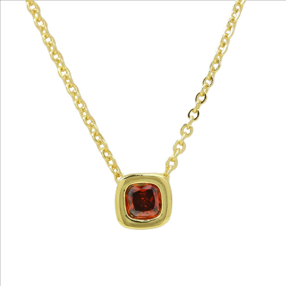 Wholesale Clavicle Chain Pendant Necklace Geometric Square Zircon December Birthstone Brass Copper Electroplating For Women