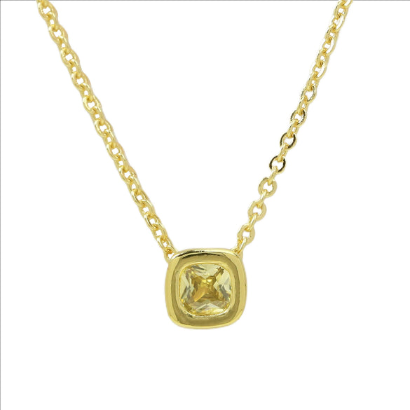 Wholesale Clavicle Chain Pendant Necklace Geometric Square Zircon December Birthstone Brass Copper Electroplating For Women