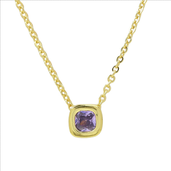 Wholesale Clavicle Chain Pendant Necklace Geometric Square Zircon December Birthstone Brass Copper Electroplating For Women